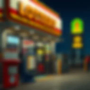 Convenience Store Lottery Options Convenience store exterior with lottery signage