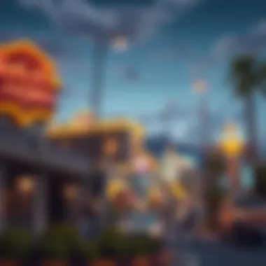 Vibrant Las Vegas Neighborhood with Lodging Options Vibrant Las Vegas neighborhood with various lodging options
