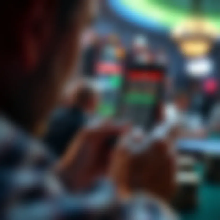 User interacting with a betting application on a smartphone