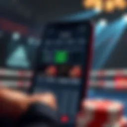 Visual representation of boxing betting app interface featuring betting odds and match details