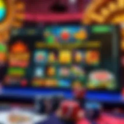 A vibrant digital casino interface showcasing various game options