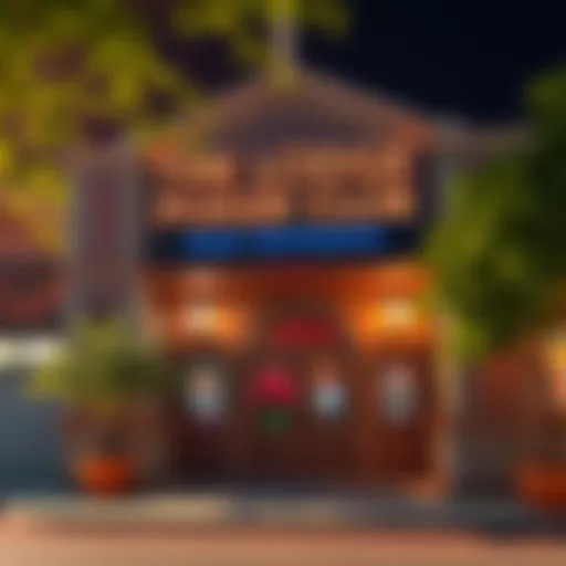 Exterior view of The Lodge Poker Club showcasing its vibrant entrance