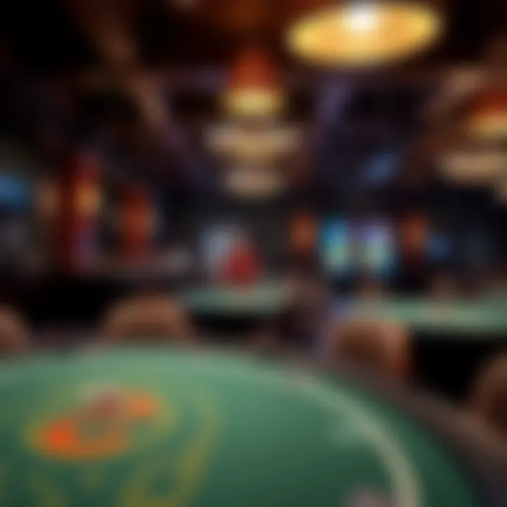 Gaming Tables at The Lodge Interior ambiance of The Lodge Poker Club highlighting the gaming tables