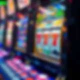 Close-up of Online Slot Machine Interface A close-up view of an online slot machine interface showcasing vibrant graphics and spinning reels