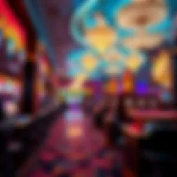 An elegant casino interior showcasing vibrant lights and decor