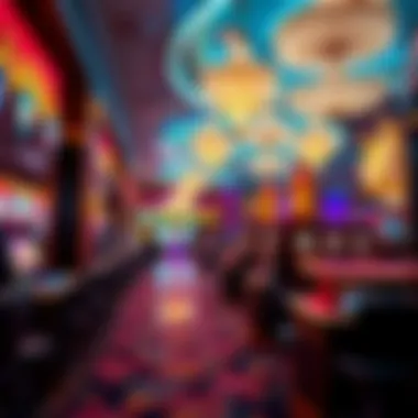 Captivating Casino Atmosphere An elegant casino interior showcasing vibrant lights and decor