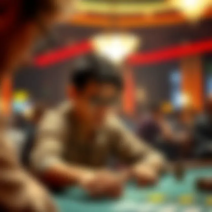 Intensity of Gaming Engagement A focused individual immersed in a gaming table environment