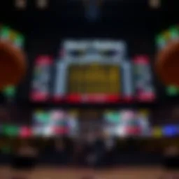 Detailed view of a scoreboard displaying March Madness scoring