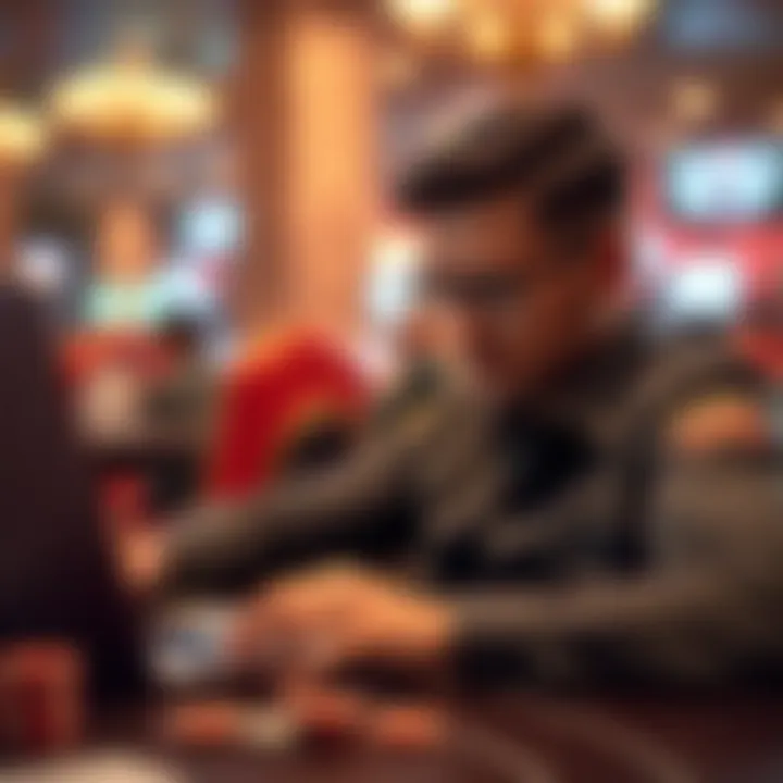 Utilizing an Odds Converter in Gambling A gambler using an odds converter tool on a laptop