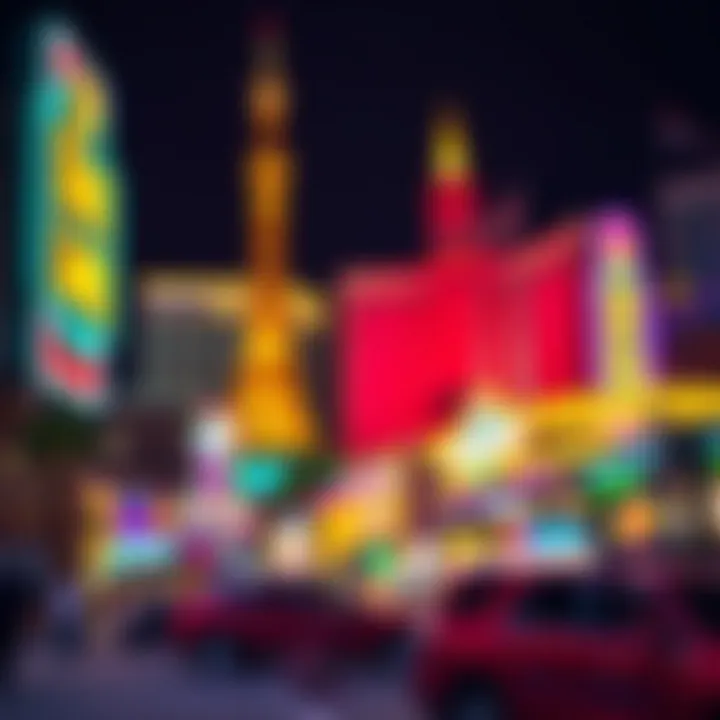 Cultural Fusion in the Light Show Artistic representation of the light show blending with Las Vegas culture