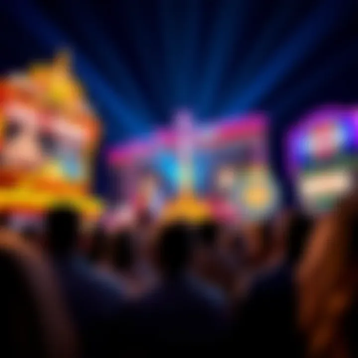 Audience Engrossed in the Show Crowds captivated by the stunning visual performance in front of iconic casinos