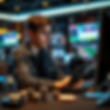 Player Analyzing Strategies Player analyzing strategies at a desktop